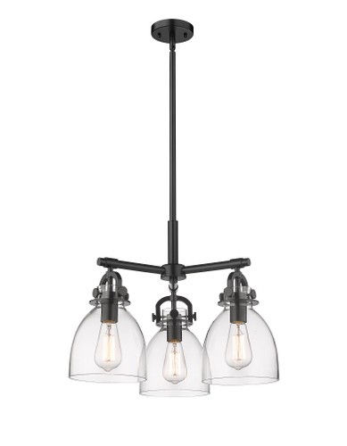 Newton Bell - 3 Light - 21 inch - Matte Black - Pendant (410-3CR-BK-G412-7CL)