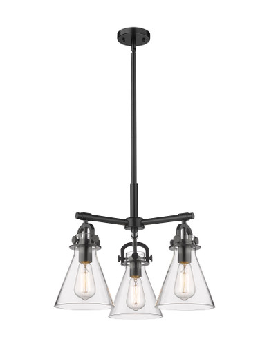 Newton Cone - 3 Light - 21 inch - Matte Black - Pendant (410-3CR-BK-G411-7CL)