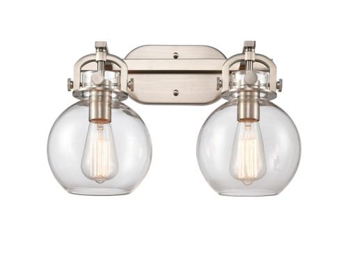Newton Sphere - 2 Light - 17 inch - Satin Nickel - Bath Vanity Light (410-2W-SN-G410-7CL)