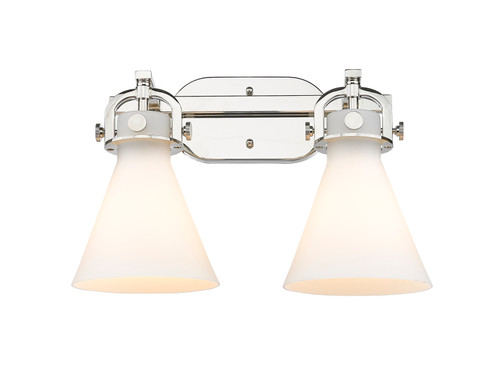 Newton Cone - 2 Light - 17 inch - Polished Nickel - Bath Vanity Light (410-2W-PN-G411-7WH)
