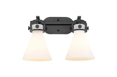 Newton Cone - 2 Light - 17 inch - Matte Black - Bath Vanity Light (410-2W-BK-G411-7WH)