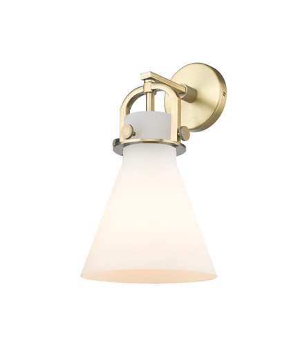 Newton Cone - 1 Light - 8 inch - Brushed Brass - Sconce (410-1W-BB-G411-8WH)