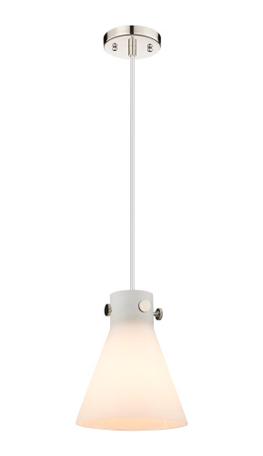 Newton Cone - 1 Light - 8 inch - Polished Nickel - Cord hung - Pendant (410-1PS-PN-G411-8WH)