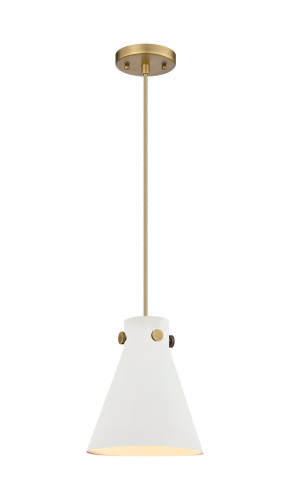 Newton Cone - 1 Light - 8 inch - Brushed Brass - Cord hung - Pendant (410-1PS-BB-M411-8W)