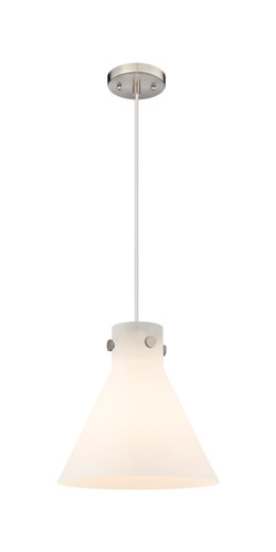 Newton Cone - 1 Light - 12 inch - Satin Nickel - Cord hung - Pendant (410-1PM-SN-G411-12WH)
