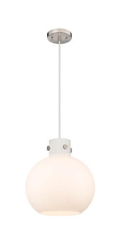 Newton Sphere - 1 Light - 12 inch - Brushed Satin Nickel - Cord hung - Mini Pendant (410-1PM-SN-G410-12WH)
