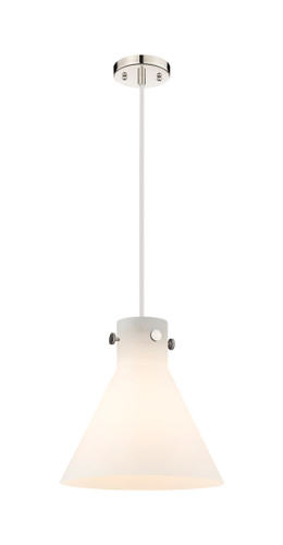Newton Cone - 1 Light - 12 inch - Polished Nickel - Cord hung - Pendant (410-1PM-PN-G411-12WH)