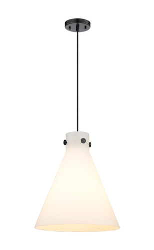 Newton Cone - 1 Light - 14 inch - Matte Black - Cord hung - Pendant (410-1PL-BK-G411-14WH)