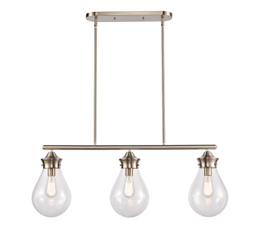 Genesis - 3 Light - 39 inch - Satin Nickel - Cord hung - Island Light (414-3I-SN-G4142-8-LED)