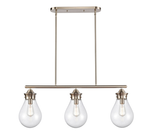 Genesis - 3 Light - 39 inch - Satin Nickel - Cord hung - Island Light (414-3I-SN-8SDY-LED)