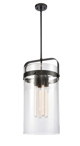 Pilaster - 4 Light - 12 inch glass - Matte Black - Cord hung - Pendant (413-4S-BK-12CL-LED)