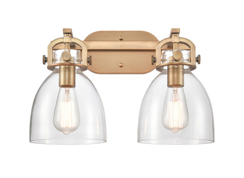 Newton Bell - 2 Light - 17 inch - Brushed Brass - Bath Vanity Light (412-2W-BB-7CL-LED)