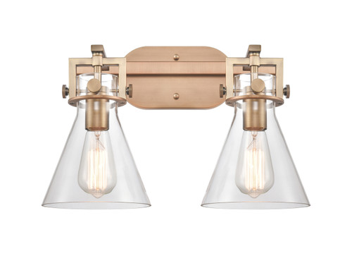 Newton Cone - 2 Light - 17 inch - Brushed Brass - Bath Vanity Light (411-2W-BB-7CL-LED)