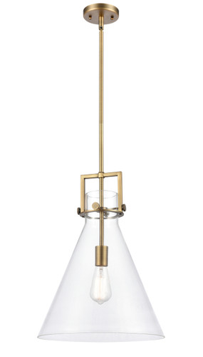 Newton Cone - 1 Light - 14 inch - Brushed Brass - Cord hung - Pendant (411-1S-BB-14CL-LED)