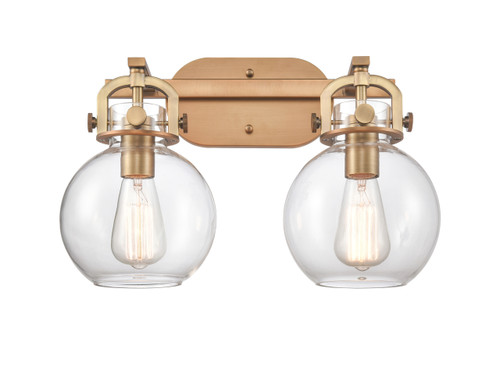 Newton Sphere - 2 Light - 17 inch - Brushed Brass - Bath Vanity Light (410-2W-BB-7CL-LED)