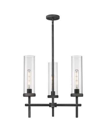 Lincoln - 3 Light - 21 inch - Weathered Zinc - Pendant (471-3CR-WZ-G471-12CL)