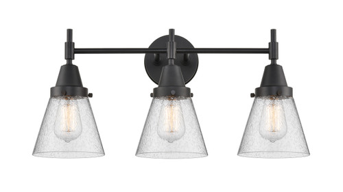 Cone - 3 Light - 24 inch - Matte Black - Bath Vanity Light (447-3W-BK-G64-LED)