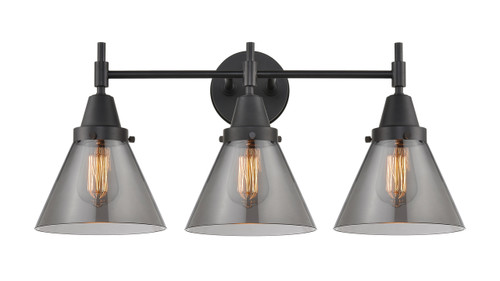 Cone - 3 Light - 26 inch - Matte Black - Bath Vanity Light (447-3W-BK-G43)