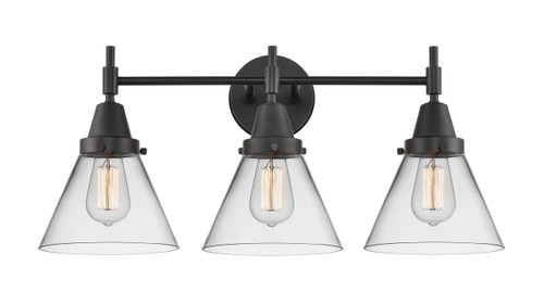 Cone - 3 Light - 26 inch - Matte Black - Bath Vanity Light (447-3W-BK-G42)