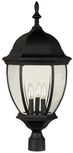 Bent Glass 3 Light Outdoor Post Mount In Textured Matte Black (Z585-TB)