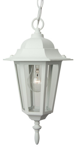 Straight Glass 1 Light Outdoor Pendant In Textured White (Z151-TW)