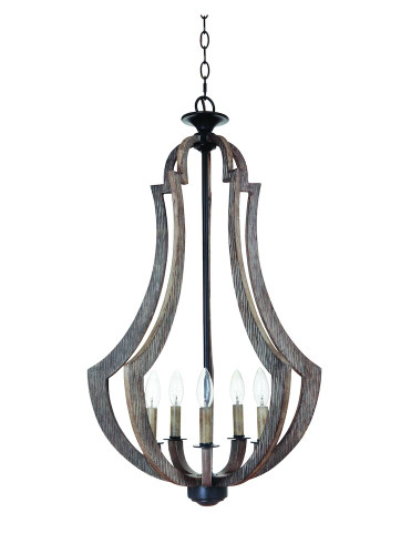 Winton 5 Light Foyer In Bronze And Weathered Pine (35135-WP)