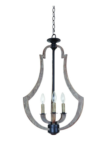 Winton 3 Light Foyer In Bronze And Weathered Pine (35133-WP)