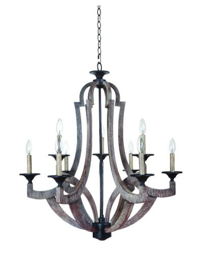 Winton 9 Light Chandelier In Bronze And Weathered Pine (35129-WP)