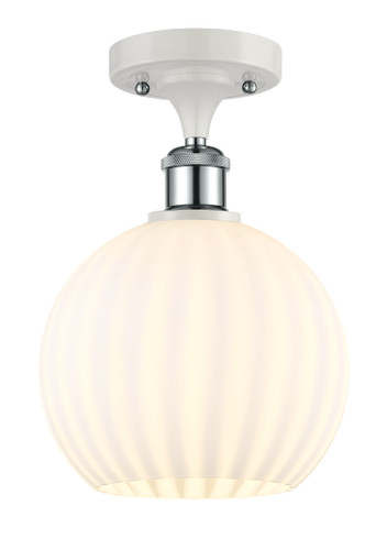 White Venetian - 1 Light - 8 inch - White Polished Chrome - Semi-Flush Mount (516-1C-WPC-G1217-8WV)