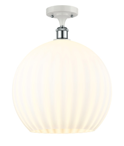White Venetian - 1 Light - 14 inch - White Polished Chrome - Semi-Flush Mount (516-1C-WPC-G1217-14WV)