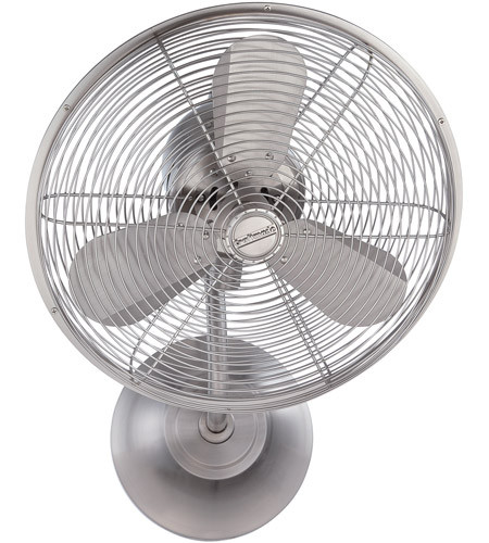 Bellows I 14" 3-Blade Hard-wired Wall Fan in Brushed Polished Nickel w/ Brushed Polished Nickel Blades; Not Light Kit Adaptable (BW116BNK3-HW)