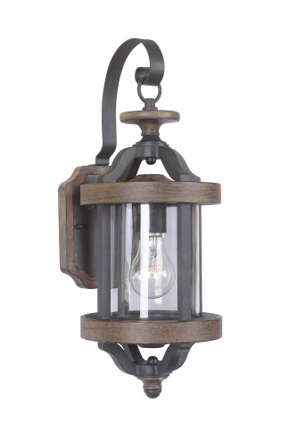 Ashwood 1 Light Outdoor Wall Lantern In Black/Whiskey Barrel (Z7904-TBWB)