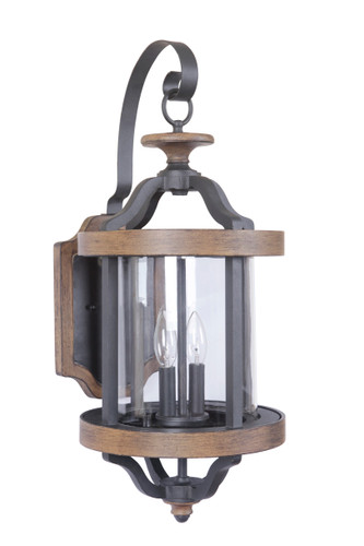 Ashwood 2 Light Outdoor Wall Lantern In Black/Whiskey Barrel (Z7924-TBWB)