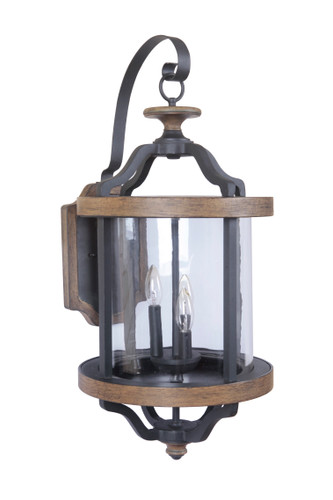 Ashwood 3 Light Extra Large Outdoor Wall Lantern in Textured Black/Whiskey Barrel (Z7934-TBWB)