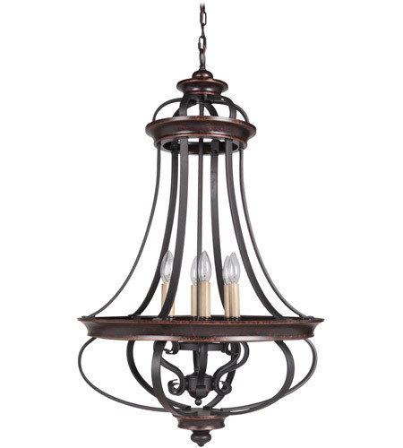 Stafford 6 Light Foyer In Aged Bronze/Textured Black (38736-AGTB)