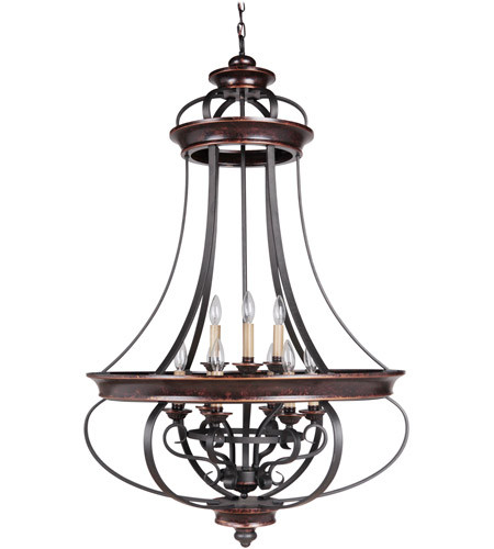 Stafford 9 Light Foyer In Aged Bronze/Textured Black (38739-AGTB)