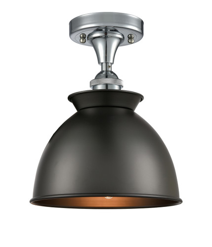 Adirondack - 1 Light - 8 inch - Polished Chrome - Semi-Flush Mount (516-1C-PC-M14-BK-LED)