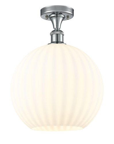 White Venetian - 1 Light - 12 inch - Polished Chrome - Semi-Flush Mount (516-1C-PC-G1217-12WV)