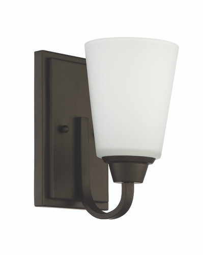 Barrett Place 1 Light Wall Sconce In Mocha Bronze With White Glass (24201-MB-WG)