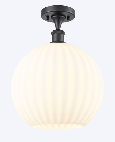 White Venetian - 1 Light - 12 inch - Matte Black - Semi-Flush Mount (516-1C-BK-G1217-12WV)