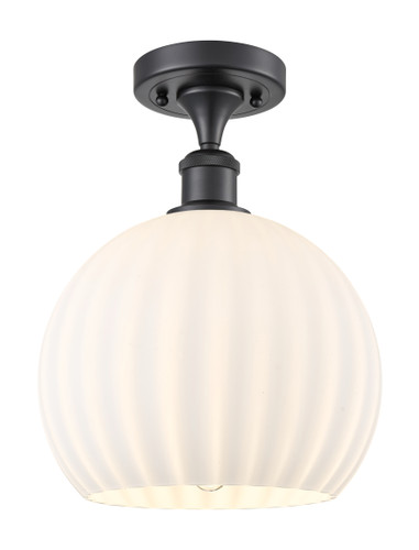 White Venetian - 1 Light - 10 inch - Matte Black - Semi-Flush Mount (516-1C-BK-G1217-10WV)