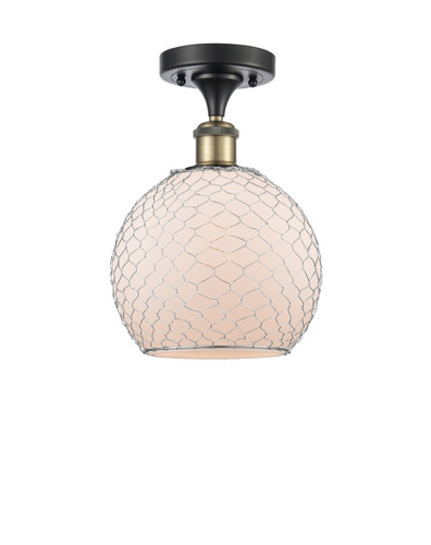 Farmhouse Chicken Wire - 1 Light - 8 inch - Black Antique Brass - Semi-Flush Mount (516-1C-BAB-G121-8CSN-LED)