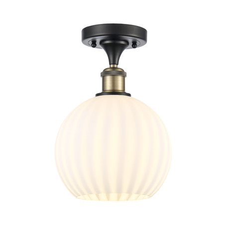 White Venetian - 1 Light - 8 inch - Black Antique Brass - Semi-Flush Mount (516-1C-BAB-G1217-8WV)