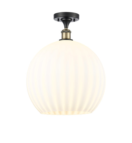 White Venetian - 1 Light - 14 inch - Black Antique Brass - Semi-Flush Mount (516-1C-BAB-G1217-14WV)