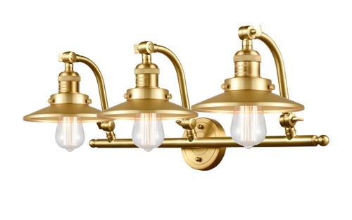 Railroad - 3 Light - 28 inch - Satin Gold - Bath Vanity Light (515-3W-SG-M4-SG-LED)