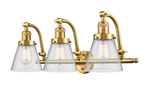 Cone - 3 Light - 28 inch - Satin Gold - Bath Vanity Light (515-3W-SG-G64-LED)