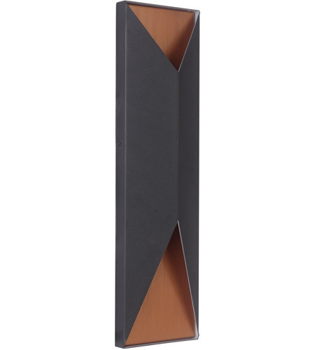 Peak 2 Light Large LED Outdoor Pocket Sconce in Textured Black/Satin Brass (Z3422-TBSB-LED)