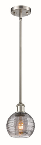 Athens Deco Swirl - 1 Light - 6 inch - Brushed Satin Nickel - Mini Pendant (516-1S-SN-G1213-6SM)