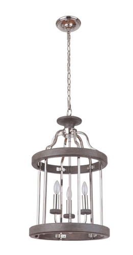 Ashwood 3 Light Foyer In Polished Nickel/Grey Wood (36533-PLNGRW)