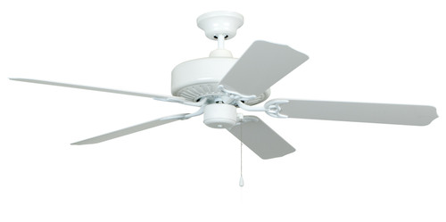 Enduro Plastic 52" 5-Blade Ceiling Fan in White w/ White Blades; Light Kit Optional (Not Included) (END52WW5P)